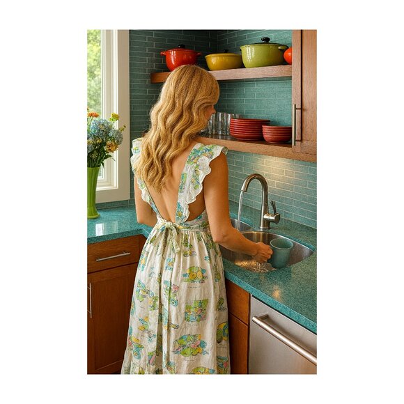 Retro Vintage 50s/60s Apron Dress – Small/Medium – Backless Tie Style - Picture 7 of 7